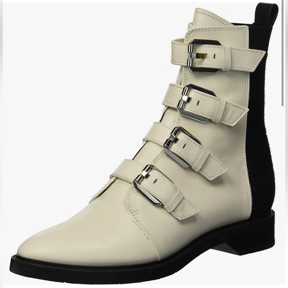 Dolce Vita Women's Gaven Combat Boot, Off White Leather